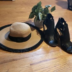 NWT Boho black & tan summer hat